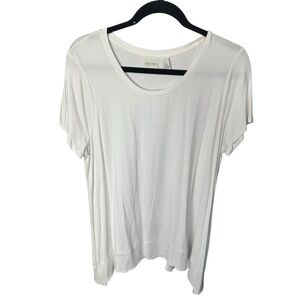 NWT Zenergy by Chico’s White Scoop Neck Short Sleeve Tee Chicos Size 2/Large